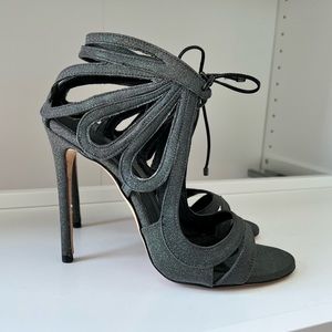 ⭐️ Chelsea Paris Grey Sparkling Heels Sandals Sz 38.5